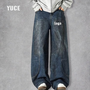 Yuce thiết kế người đàn ông cộng với kích thước Baggy Jeans Y2K trượt băng nghệ thuật cổ điển jeans giản dị thời trang dạo phố quần rộng chân hip hop quá khổ denim quần - Product Image 1