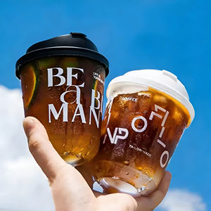 Cundao カスタムロゴ 10 12 14 16 18 20oz PET PP 丸底 クリア ボバティー アイスコーヒー プラスチックカップ 蓋付き - Product Image 4