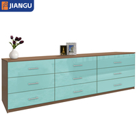 Commode moderne en bois d'ingénierie à 9 tiroirs avec poignées métalliques, organiseur de rangement large pour chambre et salon