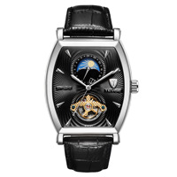 Montre mécanique automatique pour homme TEVISE 8383D de haute qualité, phase de lune, cadran squelette, tourbillon, montre-bracelet de luxe, mode décontractée
