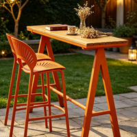 Ensemble table et chaises de bar d'extérieur en aluminium, résistant à l'eau, avec tabourets de comptoir hauts, pour café, salon de thé, terrasse, mobilier de loisirs extérieur