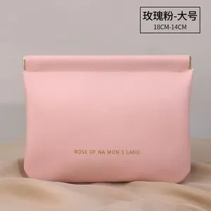 Factory Wholesale Custom Logo Luxury Designer 2022 New Pink Small PU Leather Mini Pouch Toiletry Travel Cosmetic Makeup Bag