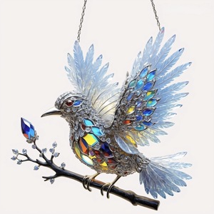 Wholesale Colorful Gorgeous Pendant Acrylic Wind <b>Birds</b> Window Hangings Chimes Catcher Crafts <b>Bird</b> Gift Home <b>Decor</b> - Product Image 3