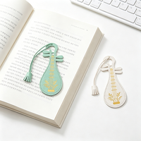 Marque-page chinois Pipa en cuir PU, forme d'instrument traditionnel, marque-page classique pour lecteurs