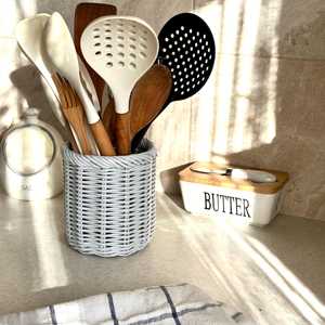 Cesta de Mimbre Natural de Vietnam para Utensilios de Cocina, Organizador de Cubiertos y Cucharas, Fabricante - Product Image 2