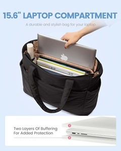 Lightweight Women Men Tote Laptop Bag Large Black Work Handbag Carry on Bags Travel Tote Bag - Product Image 5