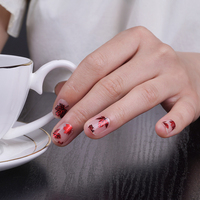 Stiker Kuku Jepang Prancis Musim Panas Tahan Air Berkilau Terbaru Laris Manis 16pcs/strip Pembungkus Kuku Glitter Nail Art