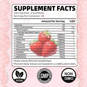 Gummies EAA sans sucre, best-seller OEM ODM, tous les 9 acides aminés essentiels - Musculation et récupération, complément alimentaire, végétalien - Product Image 2