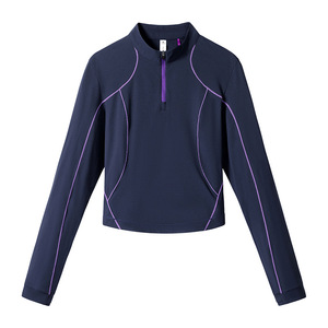 Top da donna a manica lunga con mezza zip, in tela anti-pilling, ad asciugatura rapida, slim fit, per corsa all'aperto e allenamento, primavera autunno - Product Image 5