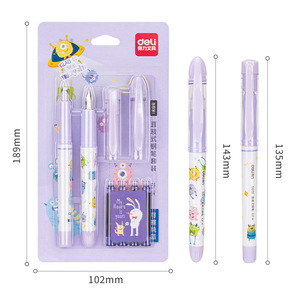 Deli S691 Student Fountain Pen Set EF BD Tip Erasable Blue Ink Cartridges For Elementary Students - Product Image 5