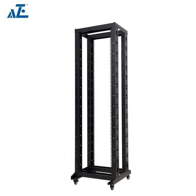 25U-55U 4 Post IT Open Frame Server Network Relay Rack 600mm Deep with Casters AZE IP20 SPCC Steel CE Certified in Stock