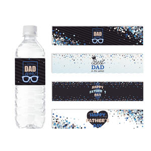 Venta caliente 24 unids/pack colorido PET impermeable botella etiquetas adhesivas para bebidas agua Mineral cervezas vino para el Día del Padre - Product Image 2