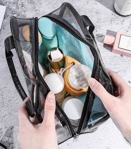 Sac de voyage cosmétique étanche personnalisé avec logo pour femme, trousse de toilette à fermeture éclair, sac cosmétique transparent en PVC avec logo personnalisé - Product Image 2