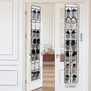 Over The Door Shoe Organizer 14 Mesh Pockets Hanging Rack For Closet Storage White 2 Pack - Product Image 2