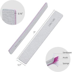 25 Pack 100/180 Grit <b>Nail</b> <b>Files</b> for Acrylic <b>Nails</b>, Rectangle Fingernail <b>Files</b> Professional <b>Nail</b> Buffering <b>Files</b> - Product Image 2