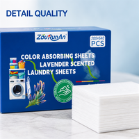 Feuilles de lavage absorbantes Zourunan parfum lavande, pack familial 200+640 pièces