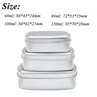 Échantillon gratuit Récipient cosmétique en aluminium durable 60g 80g 100g 150g Carré Argent Métal Pot Boîte pour Bougie Crème