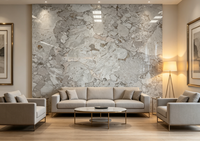 Marbre italien naturel Van Gogh Impression, texture artistique beige de luxe, pierre pour murs décoratifs et comptoirs