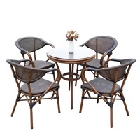 Ensemble quatre pièces de tables et chaises d'extérieur en rotin à prix de gros pour cour et jardin – Table et chaises de loisirs pour le thé