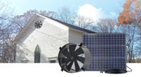 Ventilateur d'évacuation solaire à toit en pente, moteur CC sans balais, montage mural, 14 pouces, 24V, système de climatisation, ventilateur industriel, serre, volaille