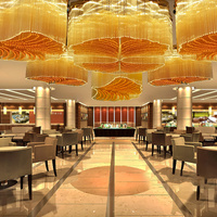 Lustre en cristal de verre en forme de feuille de Ginkgo, grand luminaire suspendu personnalisé pour hall d'hôtel, complexe hôtelier, salle de réception
