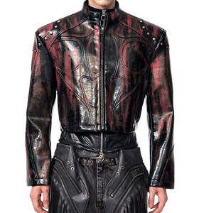 Chaqueta de Motociclista de Invierno para Hombre, Estilo Hip Hop, Delgada, de Lona Recubierta de Cuero PU, con Cierre de Cremallera - Product Image 1