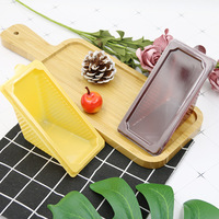 Boîte en plastique triangle pour gâteau, 50 pièces, emballage jaune marron, transparent, à emporter, conteneurs alimentaires en animaux de compagnie, vente en gros