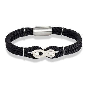 Blue Braided <b>Rope</b> <b>Bracelet</b> With Silver Plated Stainless Steel Lock Clasp Unisex Casual Sporty Style - Product Image 4