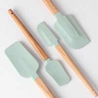 Spatule en silicone avec manche en bois, spatule de qualité alimentaire, grattoir pour gâteau, crème, beurre, mélange, cuisson à domicile