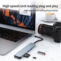 Hub USB C, Hub Tipo C, 4K PD 87W, SD, TF, USB 3.0, USB 2.0, Hub USB Tipo C de 6 Puertos, Gris