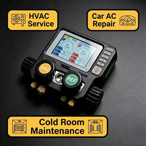 Manómetro <span class=keywords><strong>Digital</strong></span> de 4 Vías con 2 Sondas de Temperatura <span class=keywords><strong>para</strong></span> 112 Refrigerantes, Aleación de Aluminio, HVAC, Aire Acondicionado, Refrigeración, Presión, Vacío y Detección de Fugas - Product Image 3