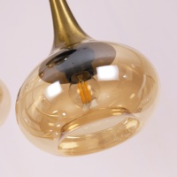Lustre d'escalier pour salon, lampes en laiton et verre ambré, base ronde E27, suspension en verre pour escalier