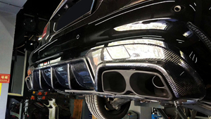 עבור W212 סיבי פחמן אחורי פגוש שפתיים ספוילר עם טיפים פליטה לנץ <span class=keywords><strong>E</strong></span> <span class=keywords><strong>Class</strong></span> E350 E400 E63 AMG 2014 - 2016 מפזר - Product Image 5