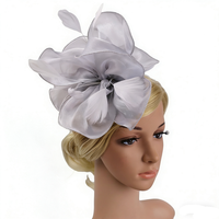 Hiasan Kepala Pesta Teh Fascinators dengan Pita dan Bulu pada Bando dan Jepit untuk Wanita