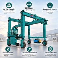Grue portique sur pneus sans rail MRT personnalisable de 80 tonnes avec boîte de vitesses, moteur à engrenages, boîte de roulements et poutre pour entrepôt de stockage d'acier lourd
