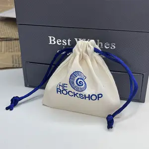 Best Selling Custom Size Cotton Dust Bag Small Jewelry Packaging Muslin Cotton Drawstring Gift Pouch Bag Custom Logo