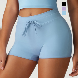 Shorts de Yoga con Cintura Cruzada YIYI al por Mayor, Shorts Deportivos Levanta Glúteos para Mujer, Shorts Atléticos de Compresión para Correr - Product Image 1