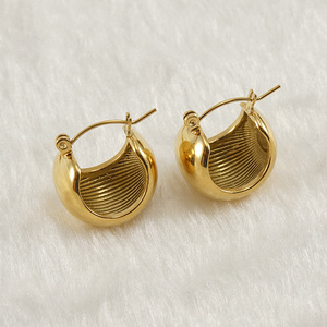 Zogxin C-Shaped <b>Hoop</b> <b>Earrings</b> Gold And <b>Silver</b> Stainless Steel Geometric Ball Shape For Party Fashion Jewelry - Product Image 3