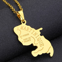 Colliers chaîne HY en émail avec carte de la Martinique, en acier inoxydable plaqué or 18 carats, pendentif carte de la Martinique avec drapeau national en émail