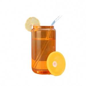 Tarro de plástico colorido al vacío de una sola pared de 16oz, lata de refresco con tapa, Pajita de color para regalo de fiesta - Product Image 2