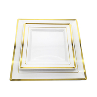 Assiettes de mariage en plastique doré pour les fêtes de Pâques Thanksgiving Anniversaire Assiettes carrées en plastique pour mariage