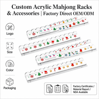 Support de Mahjong de Luxe en Acrylique Transparent Robuste, Poussoir Magnétique de 20 Pouces pour Tuiles Américaines, Support de Cartes à Bords Festonnés pour Usage Domestique