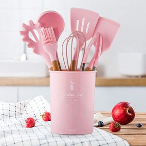 Hot Sale Eco-Friendly LFGB Certified Heat Resistant (-40C 230C) Silicone Spatula Non-Stick Wooden Handle Kitchen Utensil Set - Product Image 2