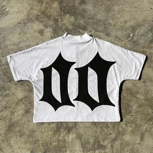 T-shirt graphique personnalisé lourd double couche T-shirt sérigraphie surdimensionné T-shirt à col montant T-shirt Boxy court pour hommes - Product Image 1