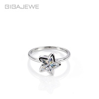 Bague GIGAJEWE en Moissanite Taille Étoile 2,5 carats 9 mm, Or Massif 9K 14K 18K, Sertie Clos, Bague Solitaire Étoile à Cinq Branches pour Femme