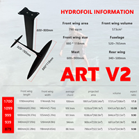 Advanced Surf Wing Foil ART V2 879 Hydrofoil avec contrôle de la glisse en douceur Riders qualifiés à la recherche de progression de la sculpture fluide