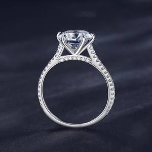 Ювелирные изделия Ada: готовые к отправке, низкий минимальный заказ (от 1 шт.), роскошное женское обручальное кольцо из стерлингового серебра <span class=keywords><strong>925</strong></span> пробы с родиевым покрытием и цирконом 2 карата. - Product Image 4