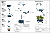 Lanterne solaire en fer, mangeoire et bain pour oiseaux avec pot de fleurs, support en forme de feuille et de branche pour la décoration de jardin extérieur