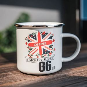 Custom Logo 12 16 oz <b>Reusable</b> Metal Steel Rim Tin Campfire Coffee <b>Cup</b> Sublimation Blank Christmas Enamel Camping Mug With Handle - Product Image 4