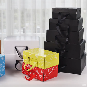 Custom Logo Corrugated Paper Cardboard Black Men's Folding Shoe Box With Handle